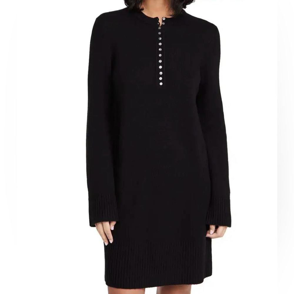 Theory Cashmere Henley in Black size‎ medium